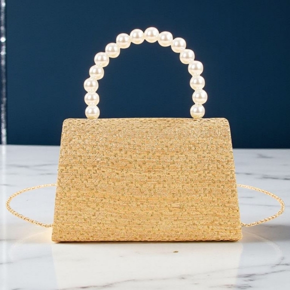 ๐๏ธPearl Handle Straw Bag with Golden Threads โ Sparkle & Chic All Year! ๐ธ - Picture 6 of 11